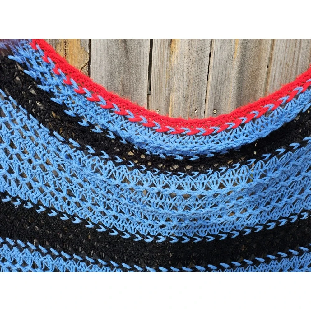VTG Large Colorful Crocheted Afghan Blanket Throw 100x45 Grannycore Handwoven